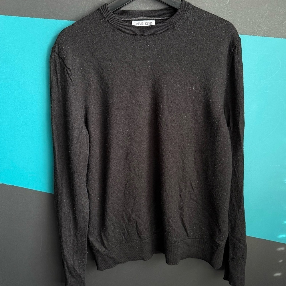 Calvin Klein Black Wool Crewneck Sweater